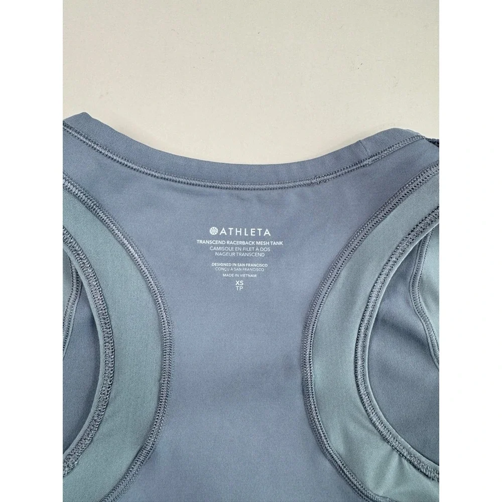 Athleta Transcend Racerback‎ Mesh Tank Slate Blue XS Yoga Workout